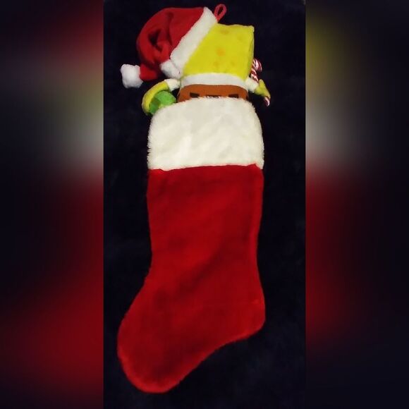 Adorable SpongeBob SquarePants Plush Head Christmas Stocking - Picture 3 of 5